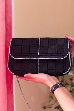 Elegant and stylish, our clutch can be used with or without the chain strap. It has a smallpocket, for better organizing. Handmade, a lot of hours work and love! <3 Black Clutch Box Bag With Chain Strap, Elegant Black Clutch With Chain, Black Beaded Rectangular Clutch, Elegant Black Hand-embellished Clutch, Luxury Clutch With Chain Strap, Satchel Shape, Handmade Clutch, Chain Strap, Clutch Handbag, Evening Bags