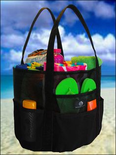 Black Whale Bag with Black Straps * save 15% at checkout Beach Bag Essentials, Gym Pool, Beach Gym, Mesh Beach Bags, Kids Products, Beach Stores, Beach Gear, Black Hot Pink, Family Beach