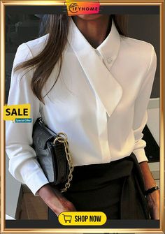 Long Sleeve Plain Regular Fit Top Detail Couture, Haine Diy, Women Blouses Fashion, Stylish Blouse, Ținută Casual, Moda Vintage, 여자 패션, Work Attire, Blouse Styles