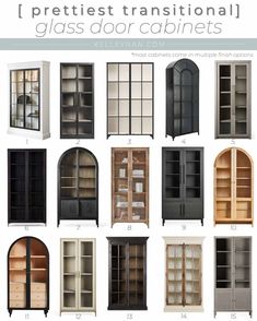 different types of glass door cabinets