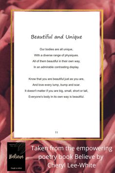 A poem on body positivity Body Poems, Uplifting Poems, Inspirational Poetry, Lee White, Book Of Poems, Body Positive, Poetry Books, You Are Beautiful