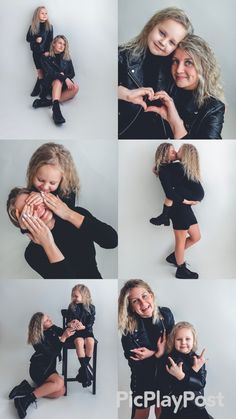 a collage of photos shows a woman holding a child