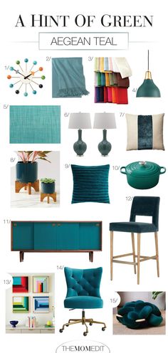 the color scheme for this living room is teal