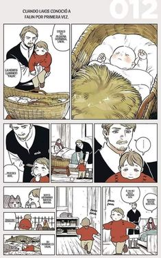 a comic strip with an image of a man holding a baby