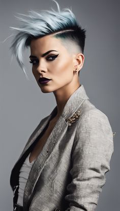 Dye Ideas For Short Hair, Unique Hair Dye Ideas, Unique Hair Dye, Layered Pixie Cut, Hair Dye Ideas, Bold Hair Color, Ideas For Short Hair, Short Sassy Hair, Dye Ideas