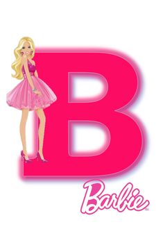 the barbie doll is standing in front of the letter b