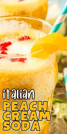 two glasses filled with fruit and ice on top of a table