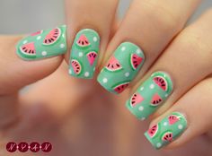 N.Y.A.N. #nail #nails #nailart Watermelon Nail Designs, Food Nail Art, Food Nails, Cute Nail Art