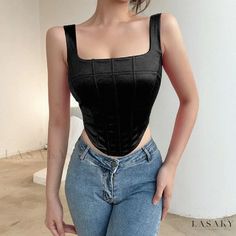 Lasaky - Elegant Braided Corset Y2k Corset Top, Corset Top Outfit, Vintage Bustier, Types Of Jeans, Cropped Camisole, Backless Crop Top, Corset Crop Top, Summer Crop Tops, Style Noir