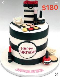 Sephora Birthday Cake, Skincare Birthday Cake, Sephora Cake Birthday, Sephora Birthday Party, 13th Bday Cake, Iris Cake, 13th Birthday Party Ideas For Teens, Lemon Birthday Cake