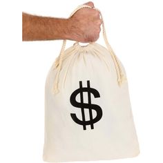 a hand holding a bag with a dollar sign on it