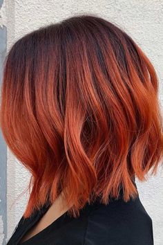 Several Ways Of Pulling Off An Inverted Bob - Love Hairstyles Orange Bob Hairstyles, Copper Bob Hair Short, Short Copper Hair With Bangs, Copper Bob Hair, Red Bob Haircut, Short Copper Hair, Copper Bob, Red Bob Hair, Inverted Bob Haircuts