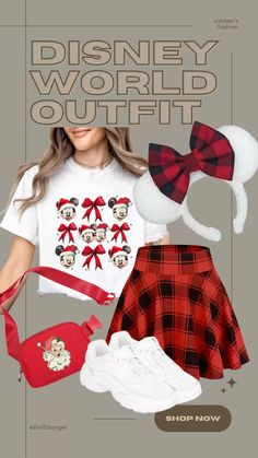 Disney World Christmas outfit  Coquette Mickey Mouse Santa shirt Christmas plaid skort skirt with shorts White Sherpa ears with Christmas plaid bow Santa Claus belt bag Fila white sneakers  Follow my shop @shelbburger on the @shop.LTK app to shop this post and get my exclusive app-only content!  #liketkit #LTKTravel #LTKSaleAlert #LTKSeasonal @shop.ltk https://liketk.it/4So4z Disneybound Outfits Christmas, Disney Christmas Family Outfits, Disney At Christmas Outfits, Disneybound Christmas, Disney In December Outfits, Disney World Christmas Outfit, Disney World Outfits Women, Christmas Disney Outfits, Disney Outfits Girls