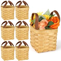 a set of six baskets with flowers in them