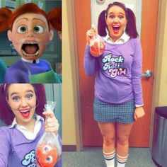 15 Funny Halloween Costumes For Women Darla Finding Nemo Costume, Finding Nemo Costume Diy, Funny Halloween Costumes For Women, Darla Finding Nemo, Finding Nemo Costume, Punny Costumes, Nemo Costume, Costume Disney, Halloween Costumes For Women