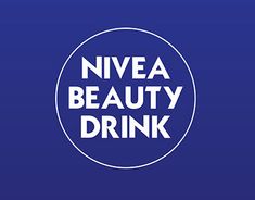 the nivea beauty drink logo is shown in white on a dark blue background