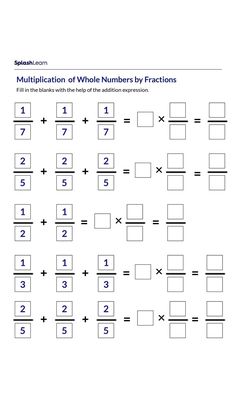 the worksheet for addition and subtraction to multiplye numbers by fraction