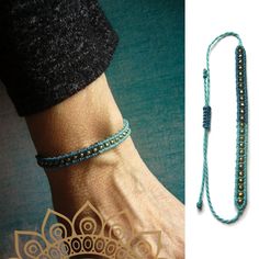 a woman's hand with a bracelet on it and another photo of her wrist