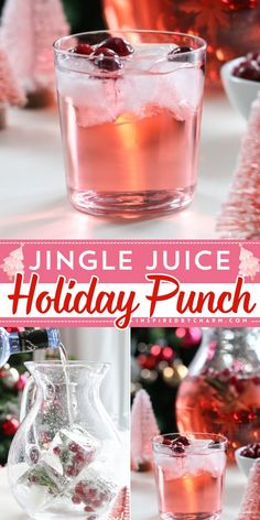 the holiday punch is being poured into glasses