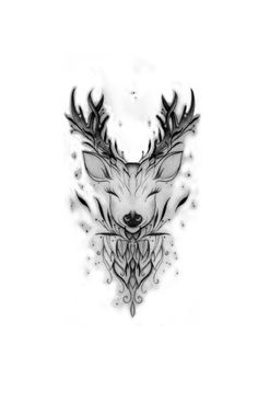 a drawing of a deer with antlers on it's head