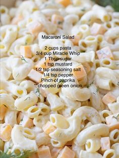 macaroni salad with two cups pasta and 3 cup whole whip cream cheese 1