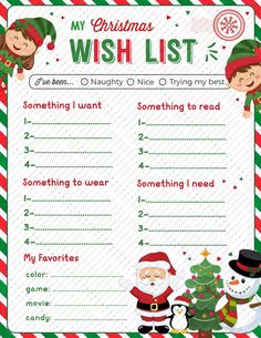 a christmas wish list for kids