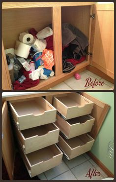 bathroom organization by shelfgenie before and after with the help of an organized cabinet