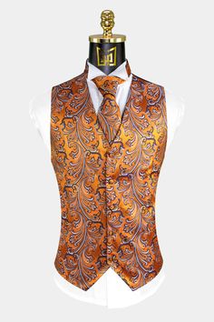 Orange And Blue Suit, Vest Outfits Men, Blue Tux, Elegant Vest, Prom For Guys, Stylish Men Wear, Navy Blue Vest, Colorful Vest, Paisley Color