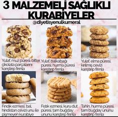 an advertisement for cookies and cookies with the words, 3 malzemeli sagiki kurbabyler