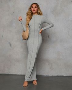 A timeless piece that's as versatile as it is stylish is the Kaylen Piping Long Sleeve Maxi Dress. Made from midweight ribbed jersey fabric, this dress offers just the right amount of stretch to keep you comfortable while maintaining a sleek, flattering silhouette. The pintuck detailing adds a touch of sophistication, while the mockneck styling gives it a modern edge. Designed with a back vent for easy movement, this maxi dress is perfect for transitioning from day to night. Runs small, consider sizing up Midweight ribbed jersey fabric with pintuck detail Mockneck styling Back vent Pull-on styling Unlined65% Polyester 27% Cotton 8% Spandex Western Wear Dresses, Dresses By Length, Sleeve Maxi Dress, Satin Slip, Long Sleeve Maxi, Wrap Sweater, Fall Shopping, New Tops, Sweater And Shorts