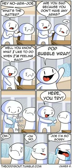 the comic strip shows how to use bubble wrap