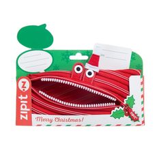 This cute holiday pencil case features a red design with a mini Santa hat and big zipper grin. Made from 100% polyester, it's easy to care for with machine washing. It can hold up to 30 pens and pencils, school or office supplies, cell phone and accessories, money and more. The perfect Christmas gift for friends and family of all ages. The clever design and whimsical details make it a great conversation starter. Red Zipper Pouch Pencil Case For School, Red School Pencil Case, Red Pencil-shaped Pencil Case For School, Red Pencil-shaped School Pencil Case, Red Pencil Case With Zipper Pouch As Gift, Red Zipper Pouch Pencil Case As Gift, Red Pencil Shaped Pencil Case Gift, Red Pencil-shaped Pencil Case For Gift, Red Pencil-shaped Pencil Case Gift