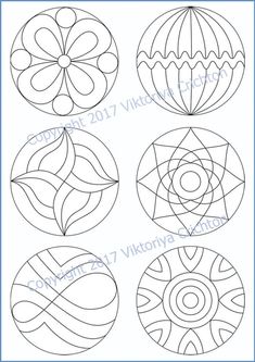 four different circular designs in black and white