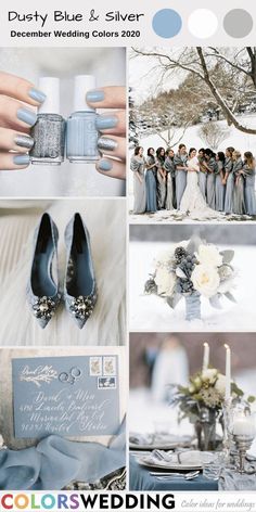 the wedding color scheme for dusty blue and silver