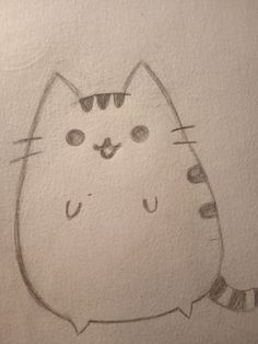 a drawing of a cat with its eyes closed and one paw on the other side