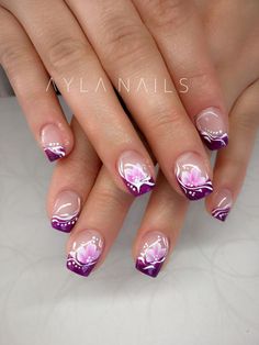 Purple. Pink. Sweet  #purple #sweet Purple Nail Art, Airbrush Nails, Finger Nail Art, Purple Nail Designs, Nagel Tips, Pretty Nail Art Designs