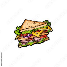 a drawing of a sandwich on a white background