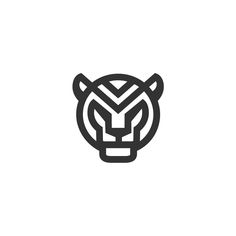 a black and white tiger logo on a white background