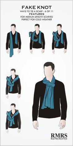 Wrap it around your neck with one end a little longer. Scarf Outfit Men, Fashion Infographic, Tie A Scarf, Big Men Fashion, Mens Style Guide, Mens Fashion Casual Outfits