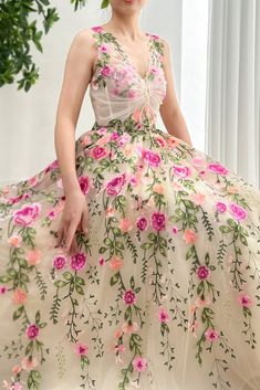 V Neck Corset Fuchsia Floral Embroidery Midi Dress V-neck Dress With Multicolor Floral Embroidery, Pink Floral Embroidered Dress With Sweetheart Neckline, Pink Dresses With Floral Embroidery And Sweetheart Neckline, V-neck Dress With Intricate Multicolor Embroidery, Spring V-neck Embroidered Dress For Wedding, Spring Wedding Embroidered Dress With V-neck, Spring Wedding Embroidered V-neck Dress, V-neck Dress With Multicolor Intricate Embroidery, Spring Pink Dress With Intricate Embroidery