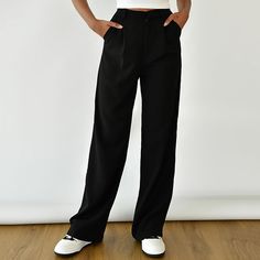 Style: Office Fit: Regular Fabric: Viscose Pattern: Solid Element: Non Rise: High Rise Product Type: Straight Pant Length: Full Main Composition: Viscose Season: Seasonless Corduroy Pants Women, Womens Office, Pleated Trousers, Pants Style, Pant Length, Style Office, Green And Khaki, Pants Straight, Straight Pants