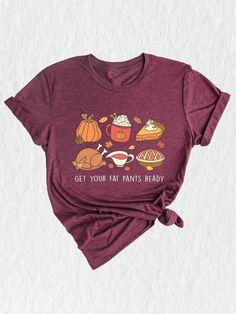 Welcome to our shop, where we celebrate all things autumn and Thanksgiving with our unique and stylish collection of t-shirts.  This Thanksgiving shirt is the perfect addition to your festive wardrobe. Made from comfortable fabric, it will keep you cozy throughout the season.  Our funny Thanksgiving design combines all the elements that make this holiday special. With a delightful turkey and iconic fall symbols like pumpkins, it captures the essence of autumn.  Whether you're attending a Thanksg Thanksgiving Graphic Tees, Red Graphic Print Shirt For Fall, Fall Red Graphic Print Shirt, Fall Funny Print Short Sleeve Tops, Fall Crew Neck Shirt With Funny Print, Red Graphic Tee For Fall, Trendy Fall Tops With Funny Print, Funny Print Short Sleeve Tops For Fall, Trendy Tops With Funny Print For Fall