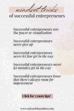 a white and pink poster with words describing the benefits of successful enterprises