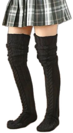 Black Knitted Stretch Knee-high Socks, Black Stretch Knitted Knee-high Socks, Black Knitted Socks For Stocking Stuffer, Snug Warm Knee-high Socks, Cozy Black Knitted Socks, One Size Cable Knit Socks, Cozy Black Thigh High Leg Warmers, Thick Black Socks For Fall, Thick Black Cozy Leg Warmers