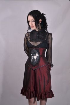 Gothic Fitted Costumes, Fantasy Fitted Overbust Costumes, Fitted Gothic Skirt For Costume Party, Fantasy Corset For Fantasy Events, Fantasy Styled Fitted Corset For Fantasy Events, Gothic Fitted Underbust Costume, Gothic Fitted Corset Dress For Fantasy Events, Fitted Gothic Skirt For Fantasy Events, Fitted Gothic Corset Dress For Fantasy Events