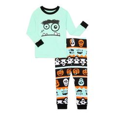 Boo! Have some spooky fun with the kiddos with Way to Celebrates Halloween Matching Family Pajama Set. Cute and comfortable, these PJs are soft and stretchy and feature a cute monster face and mixed Halloween print. A perfect pick for sleeping, lounging or trick or treating and the best part? The whole fam can get in on the action with their own set of Matching Halloween Pajamas (sold separately). Size: 2T.  Color: Black.  Gender: unisex.  Age Group: toddler. Playful Green Sets With Character Print, Cute Long Sleeve Sets For Halloween, Cute Long Sleeve Halloween Sets, Playful Halloween Sleepwear, Playful Playwear Sets For Fall, Playful Cartoon Print Sets For Fall, Fun Graphic Print Sets For Playtime, Playful Black Sets With Cartoon Print, Playful Black Sets With Character Print