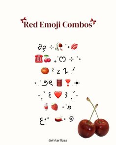 two cherries sitting next to each other with the words red emoji combos