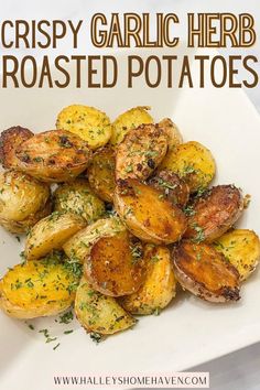 Crispy Roasted Potatoes With Garlic and Herbs Best Oven Roasted Potatoes, Oven Roasted Potatoes Easy, Burger Side Dishes, Herb Oil