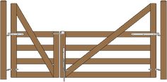 an image of a wooden gate with metal bars on the top and bottom section, which is cut in half