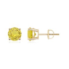 The allure of these classic stud earrings lies in their minimalistic design and delightful hue. The round yellow sapphires look eye-catching in 14k yellow gold basket prong settings. Yellow Sapphire Earrings, Gold Basket, Sapphire Studs, Minimalistic Design, Basket Sets, Sapphire Earrings, Yellow Sapphire, 18k Rose Gold, Prong Setting